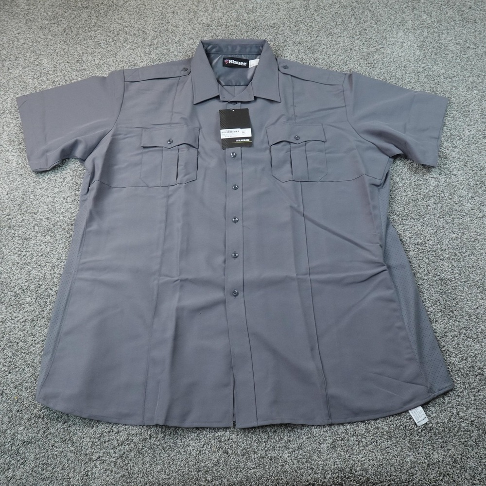 NEW Blauer Shirt Mens 4XLT Gray Short Sleeve Uniform Button Up Tactical Work Top